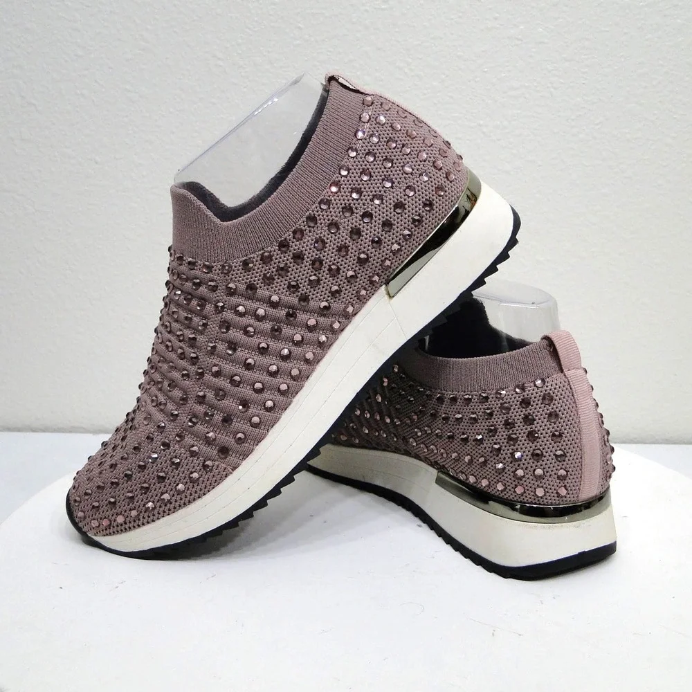 Kenneth Cole Reaction Cameron Jewel Jogger Mauve Rhinestone Slip On Sneakers 7.5 - Picture 6 of 14